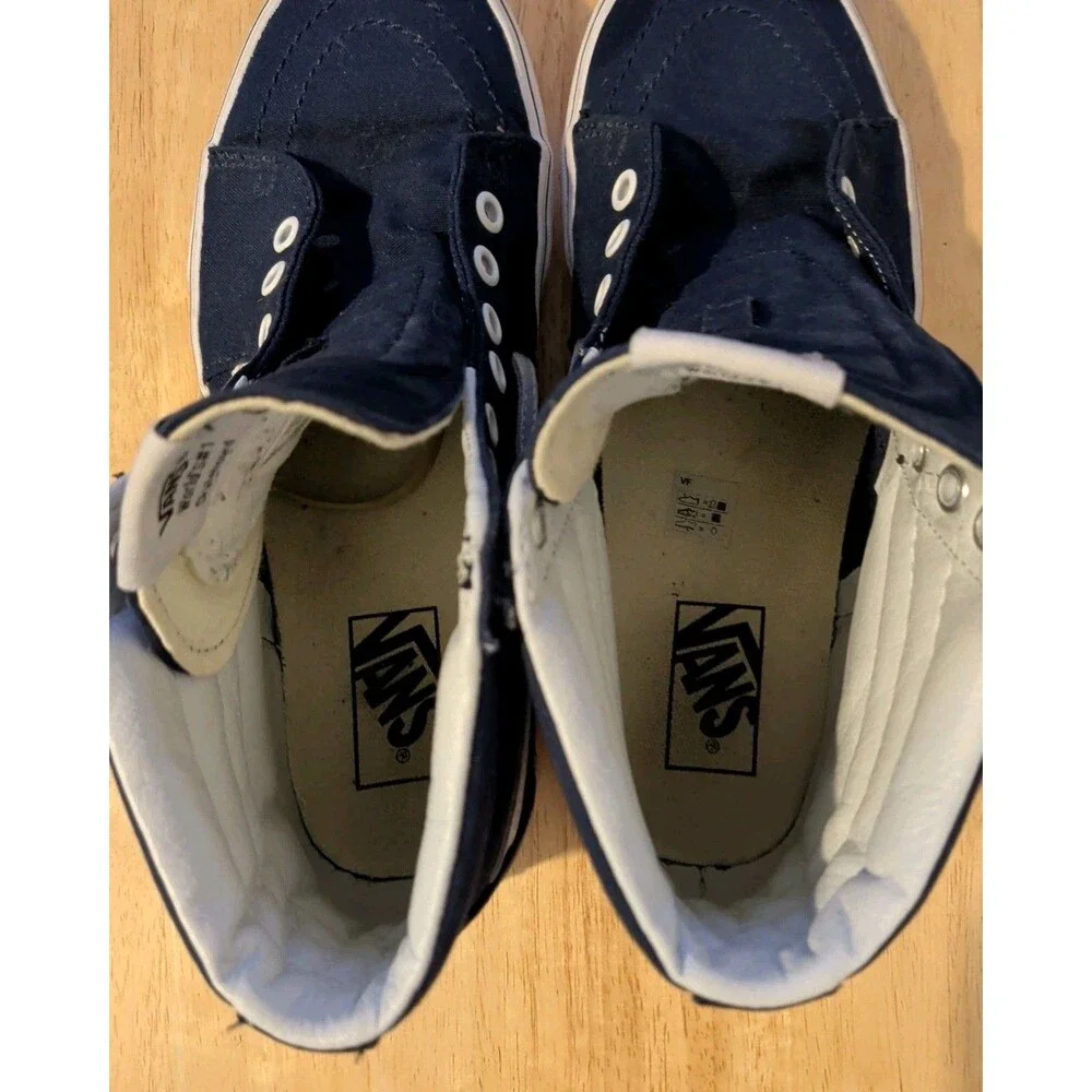 VANS High Top Shoes Mens Size 7.5 Navy Blue All Canvas Needs Laces